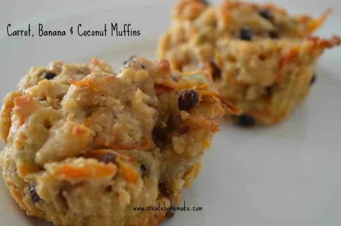 Carrot, Banana and Coconut Muffins