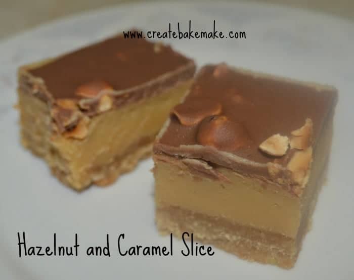 hazelnut and caramel slice
