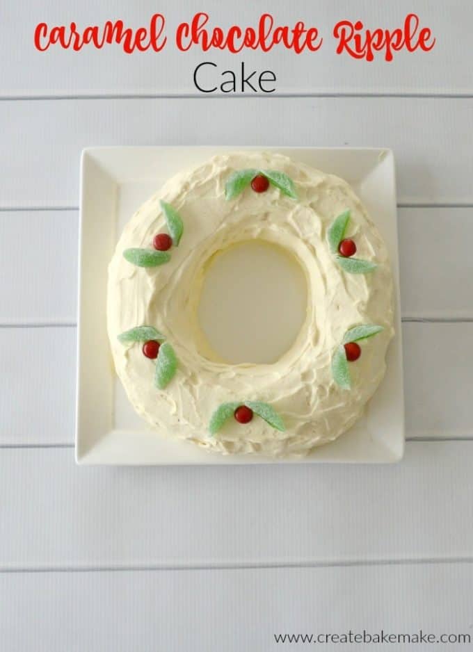 Caramel Chocolate Ripple Cake Christmas Wreath - Create Bake Make