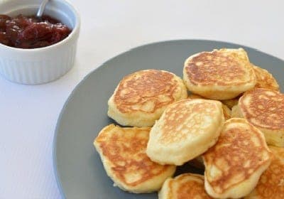 Pikelets on a grey plate