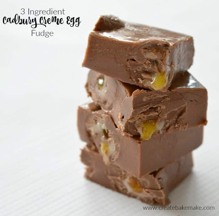 Three ingredient Cadbury Creme Egg Fudge