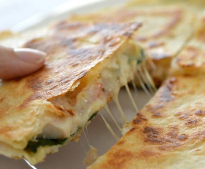 Chicken Cheese and Pesto Quesadilla