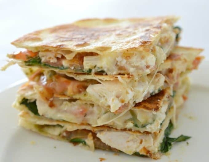 Chicken Cheese and Pesto Quesadilla