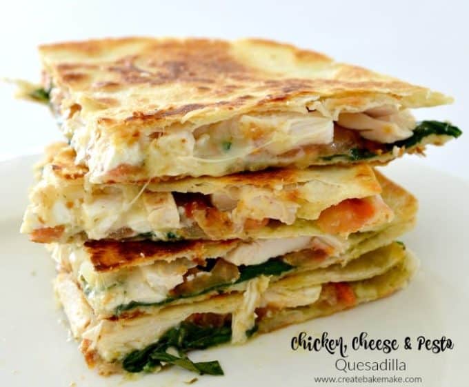 Chicken Cheese and Pesto Quesadilla 