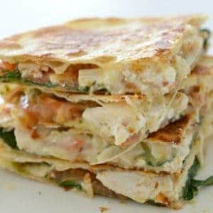 Chicken Cheese and Pesto Quesadilla