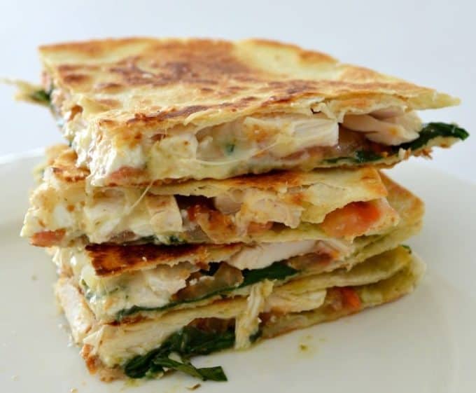 Chicken Cheese and Pesto Quesadilla