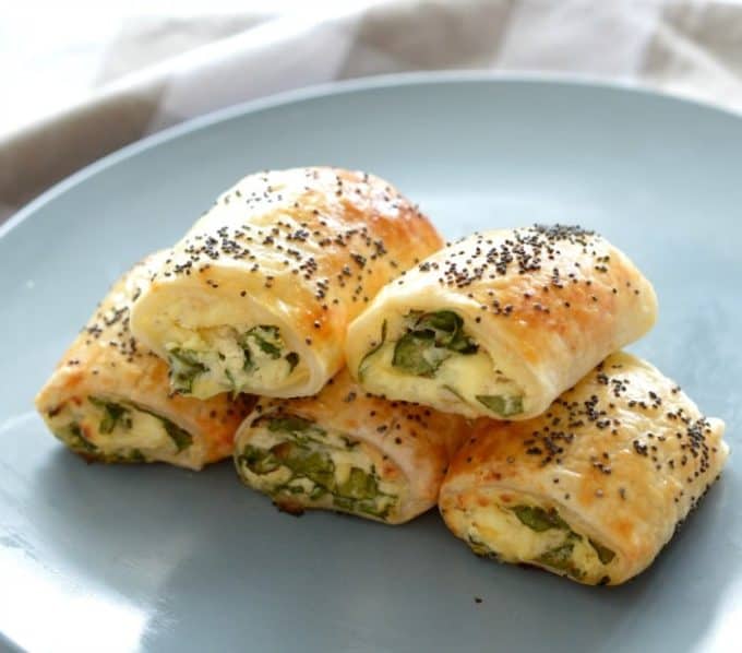 Spinach and Three Cheese Rolls