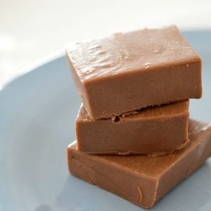 Slices of chocolate fudge stacked