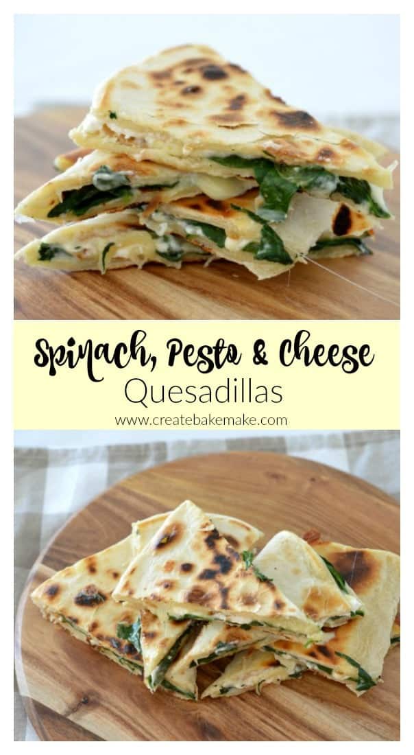 Spinach Pesto and Cheese Quesadillas