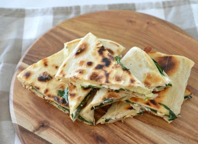 Spinach Pesto and Cheese Quesadillas