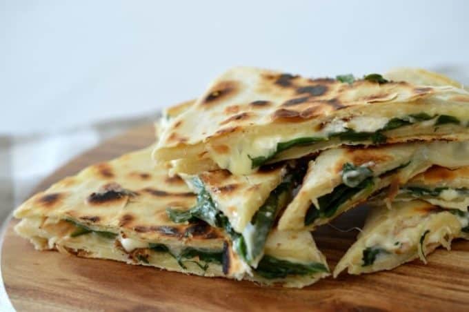 Spinach Pesto and Cheese Quesadillas