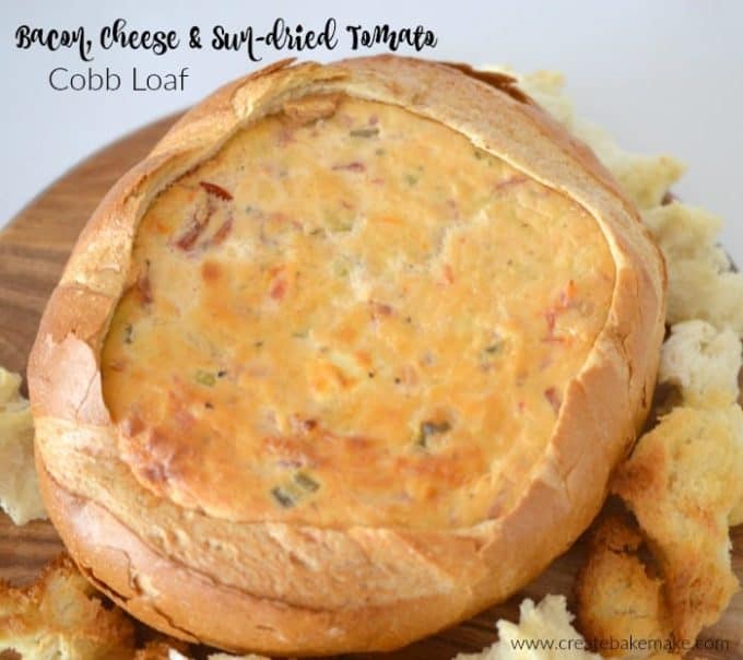 Bacon Cheese and Sun-dried tomato cobb loaf dip