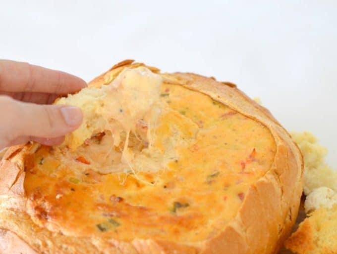 Bacon Cheese and Sun-dried tomato cobb loaf dip