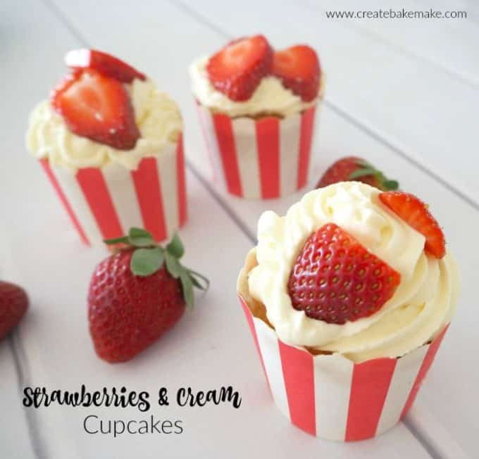 Strawberries and Cream Cupcakes