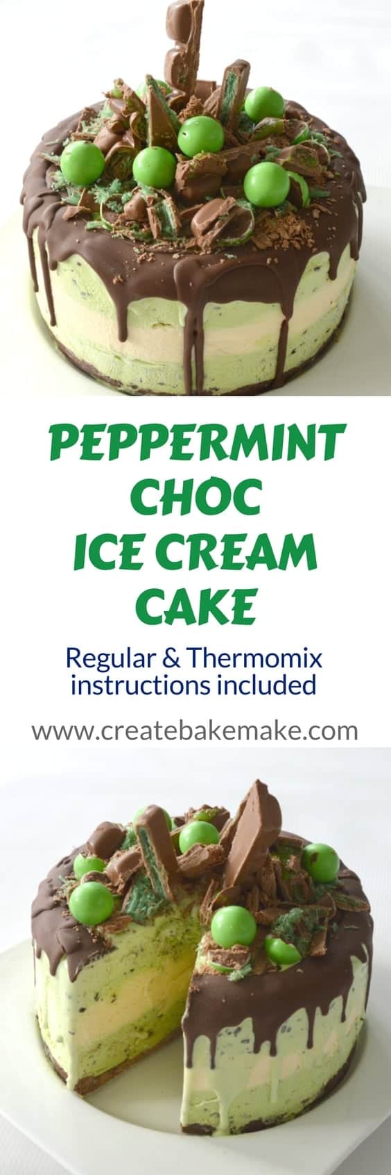 Easy Peppermint Choc Chip Ice-Cream Cake - Create Bake Make