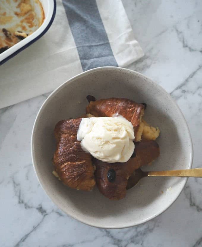 How to make an easy Croissant Pudding. The perfect dessert!