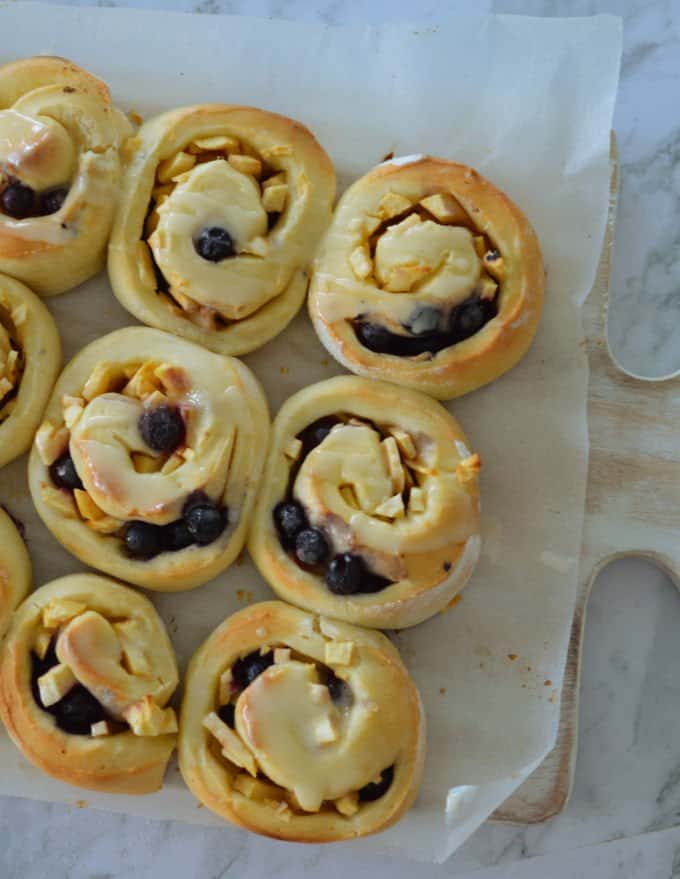 An Easy Apple and Blueberry Scrolls recipe.