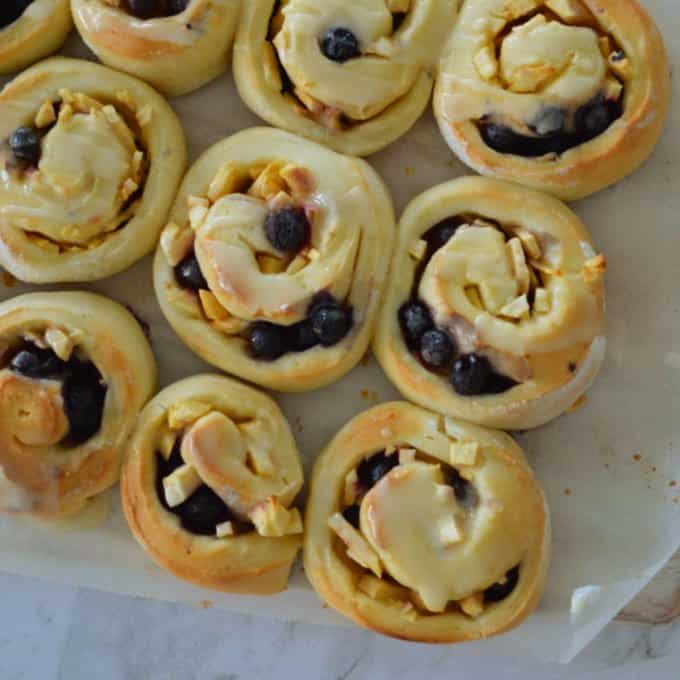An Easy Apple and Blueberry Scrolls recipe.
