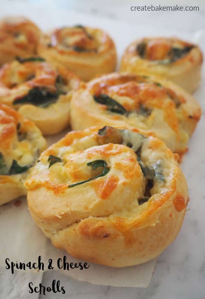 Easy Spinach and Cheese Scrolls Recipe, freezer friendly and both regular and Thermomix instructions included.