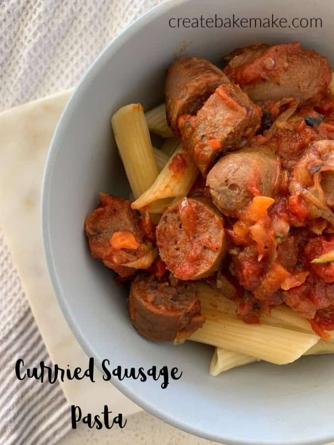 Quick Curried Sausage Pasta Recipe. An easy family dinner.