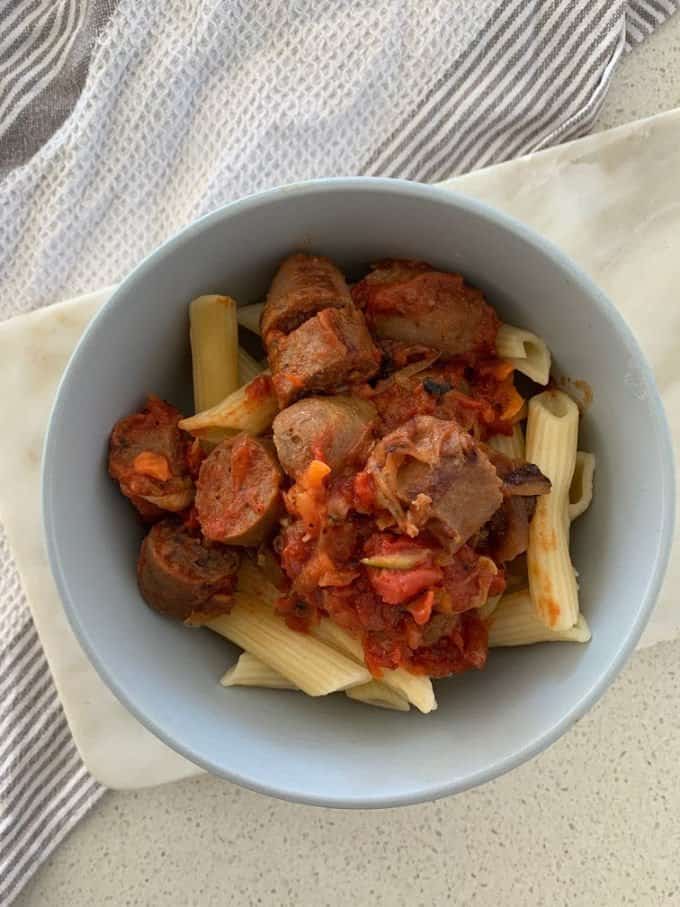 Quick Curried Sausage Pasta Recipe. An easy family dinner.