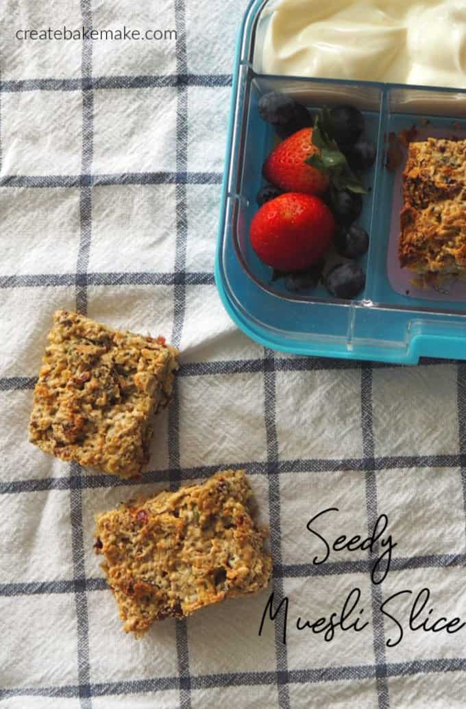 Seedy Muesli Slice Recipe. Both Regular and Thermomix instructions included.