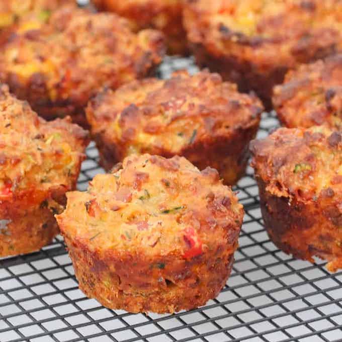 Veggie smuggling muffins on a tray.