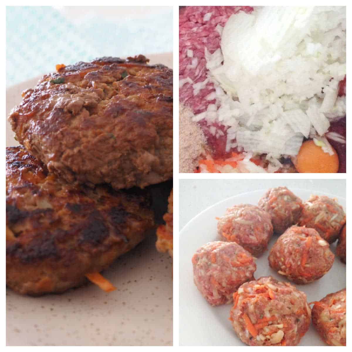 collage of steps for making rissoles