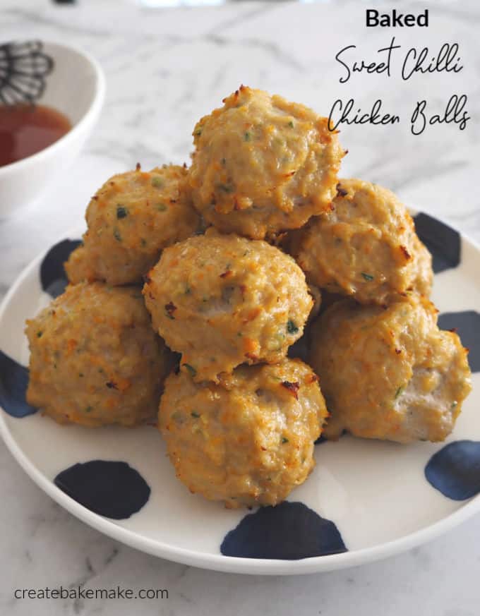 Baked Sweet Chilli Chicken Balls Recipe. Both regular and Thermomix instructions included.