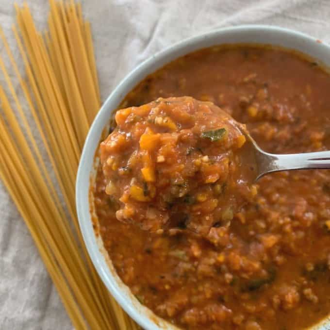 Veggie packed Bolognese sauce