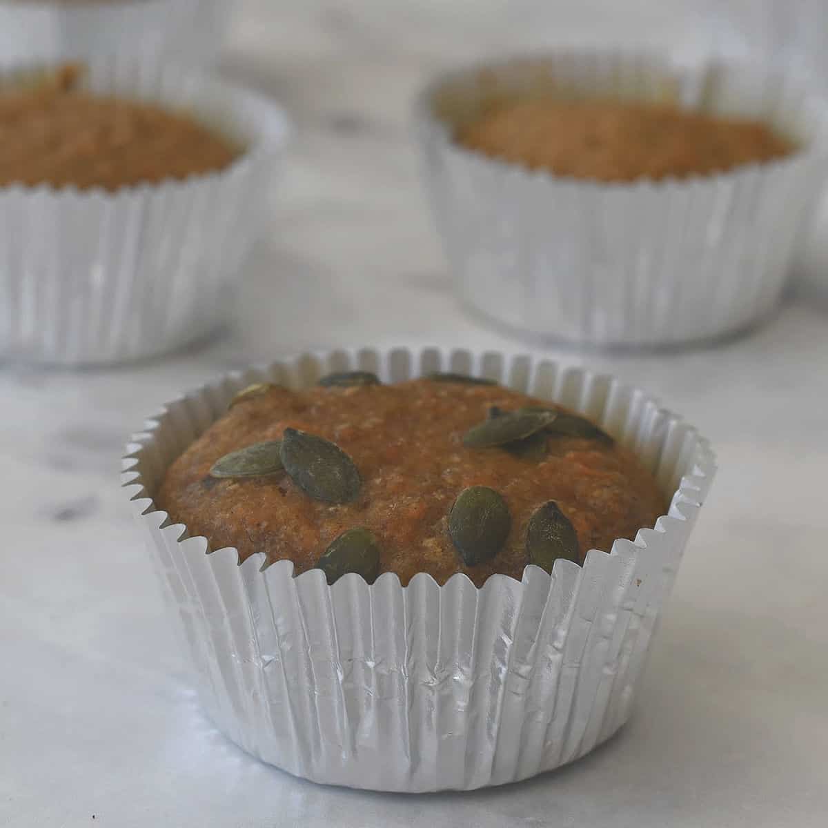 Side view of Carrot Banana and Cinnamon Muffins