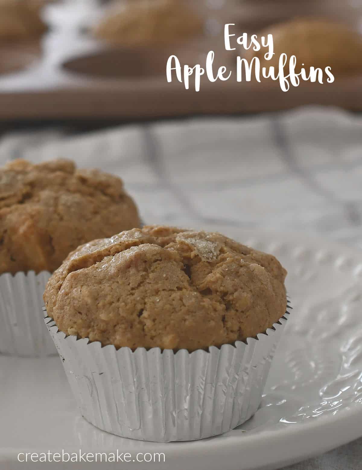 Easy Apple Muffins Side View on a plate
