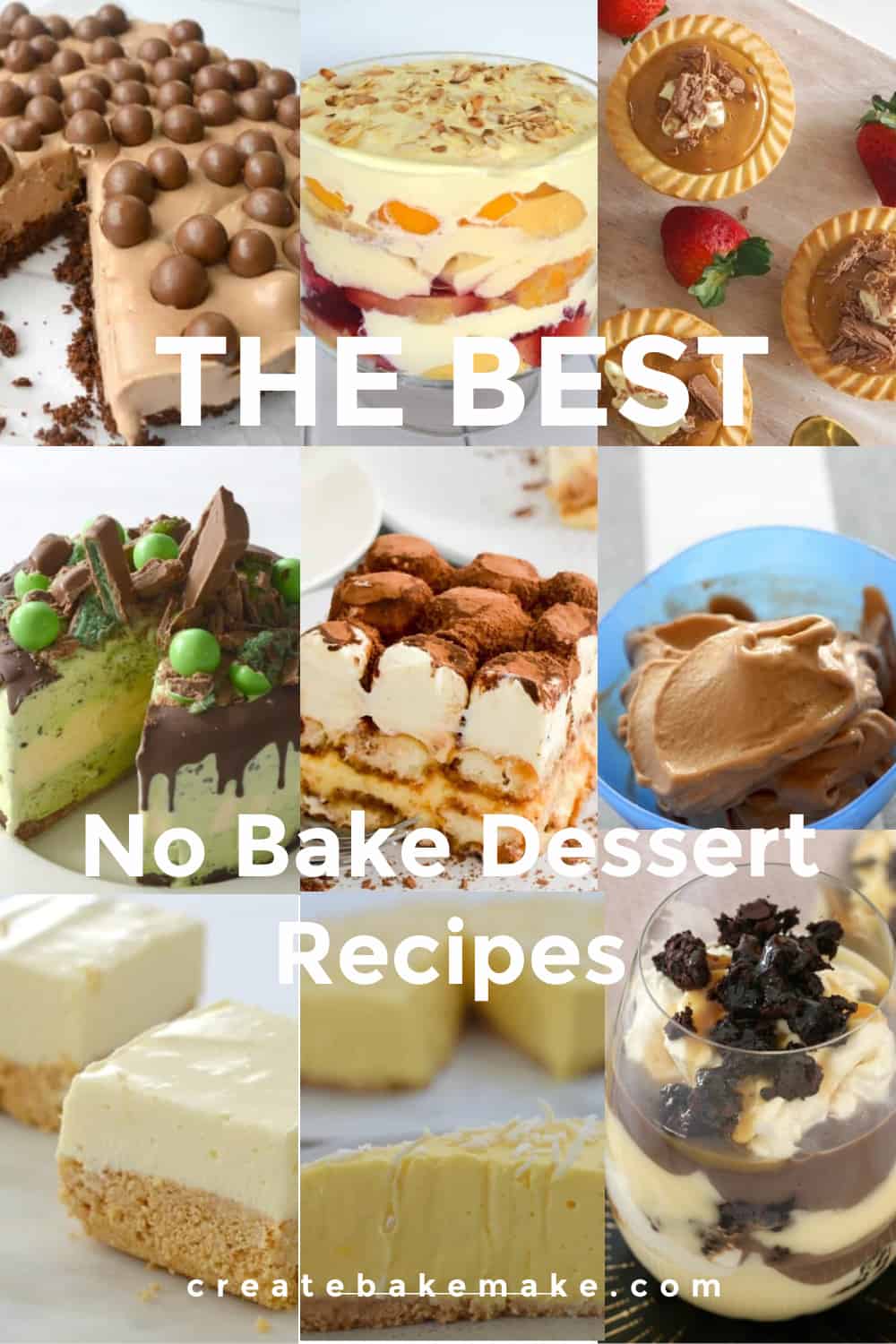 Collage of No Bake Dessert Recipes