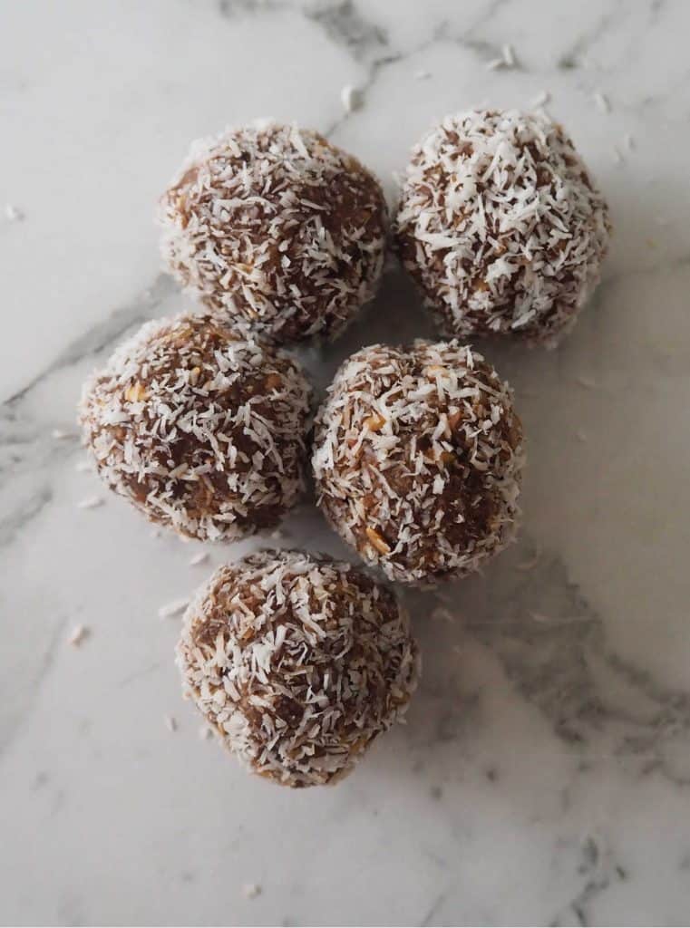 Overhead view of protein balls