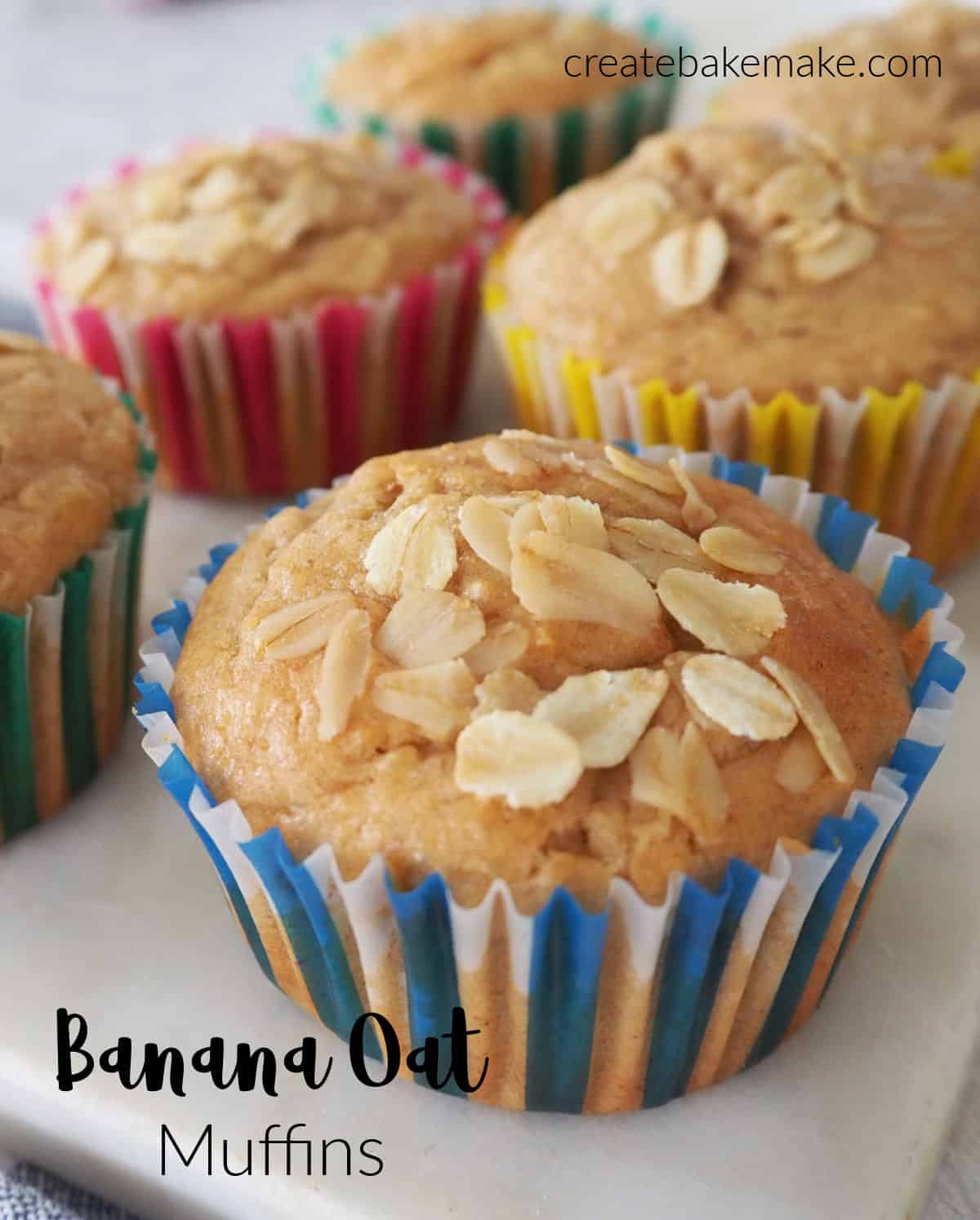 Banana Oat Muffins on serving tray