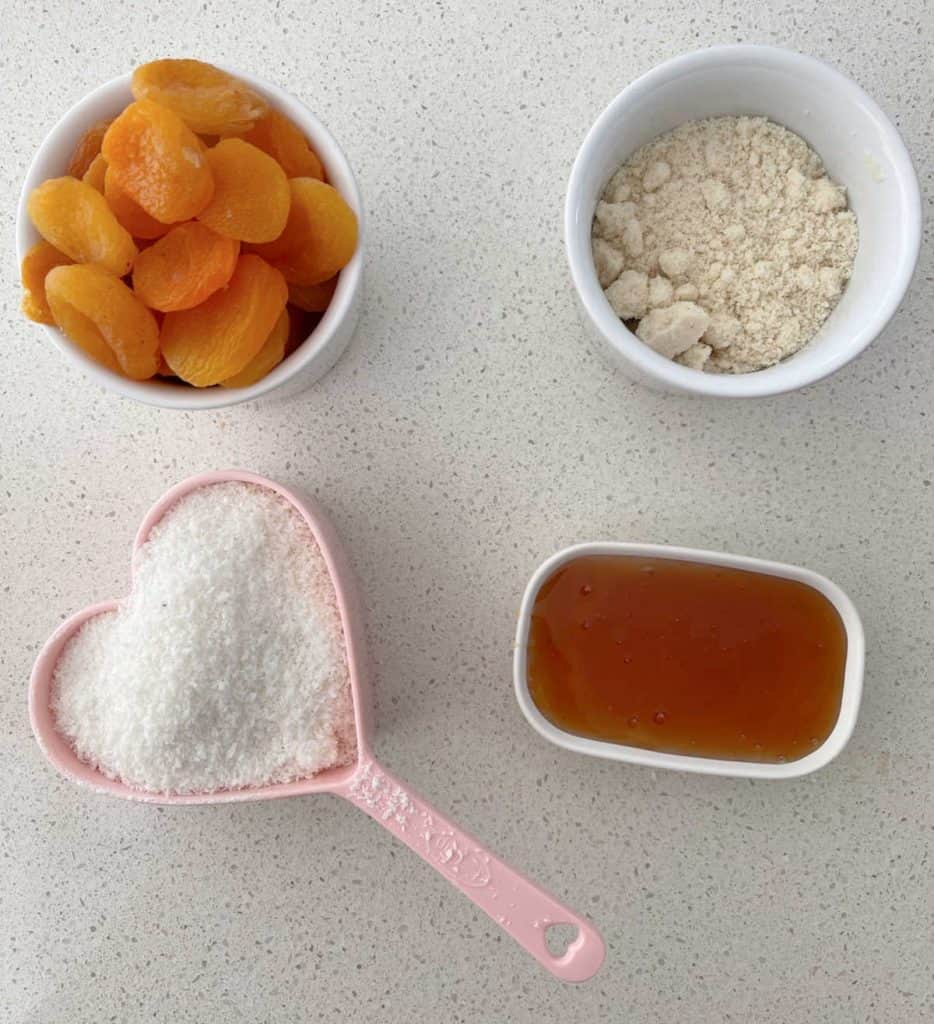Ingredients to make Apricot Bliss Balls