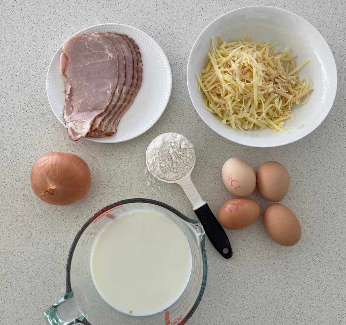 Egg and Bacon Impossible Pie Ingredients