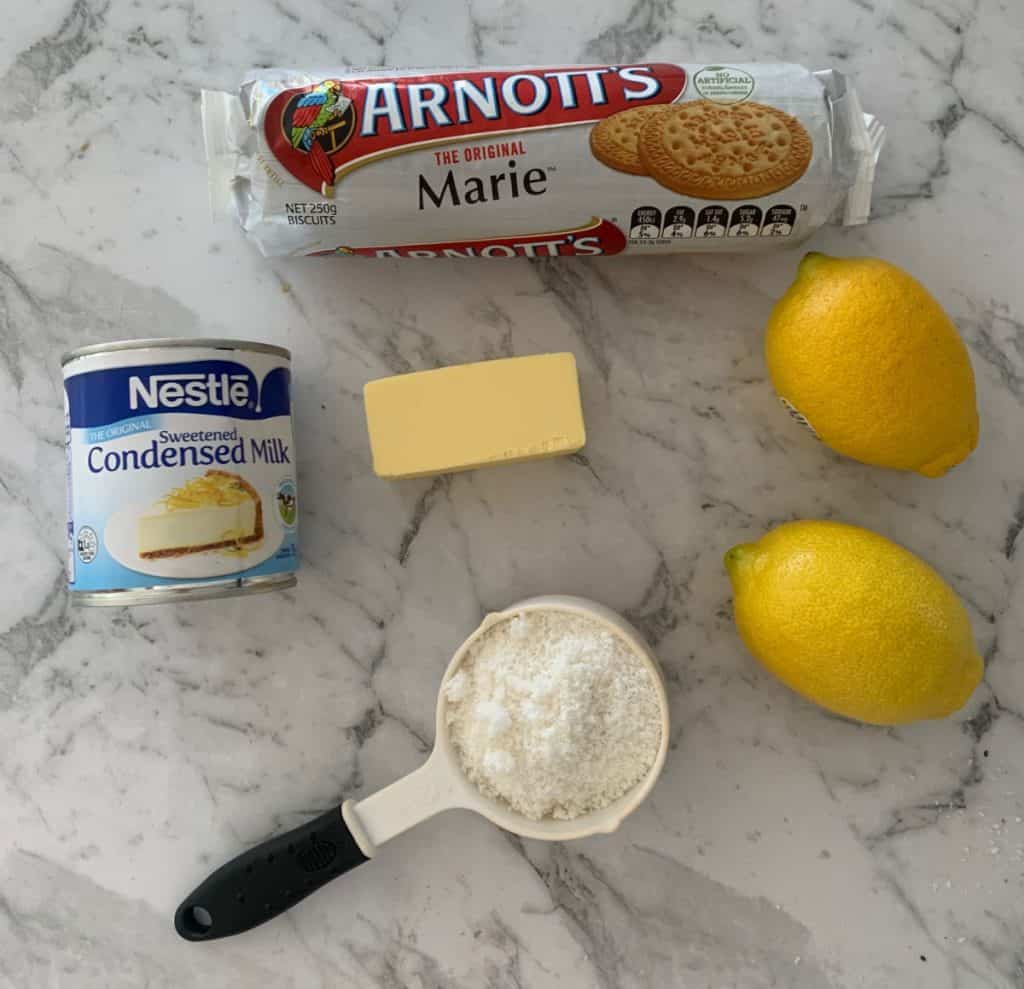Ingredients for No Bake Lemon Slice