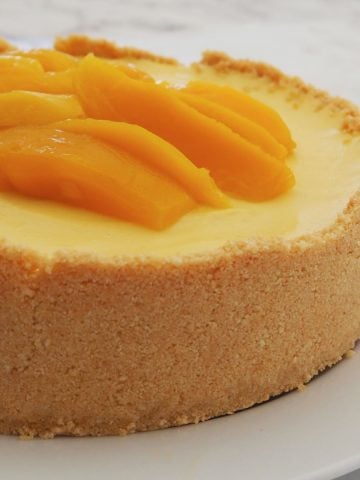 side view of a mango cheesecake