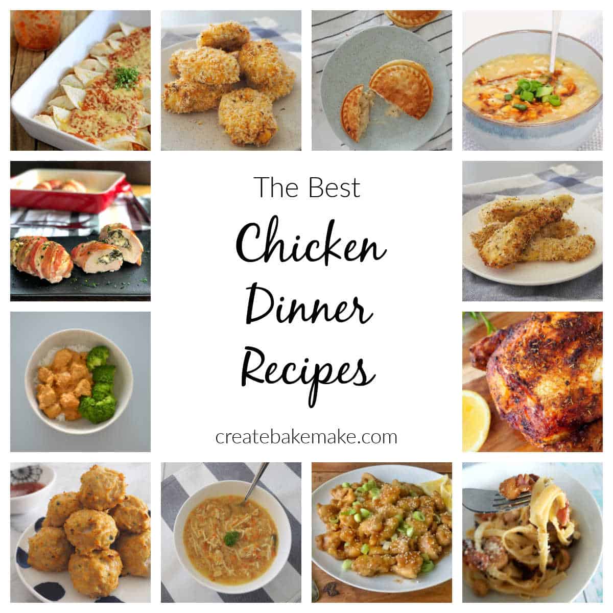 collage of chicken dinner recipe images