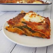 side view of Pumpkin and Spinach Lasagna