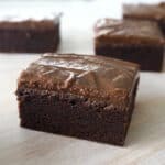 Kahlua Brownies on a wooden plate