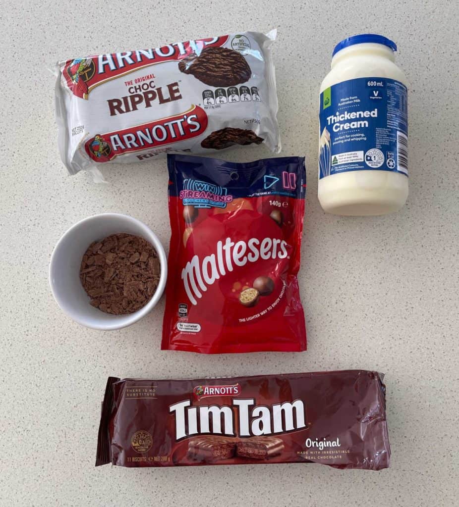 Ingredients to make Chocolate Ripple Cake