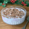 Ambrosia in a glass bowl with chocolate flakes