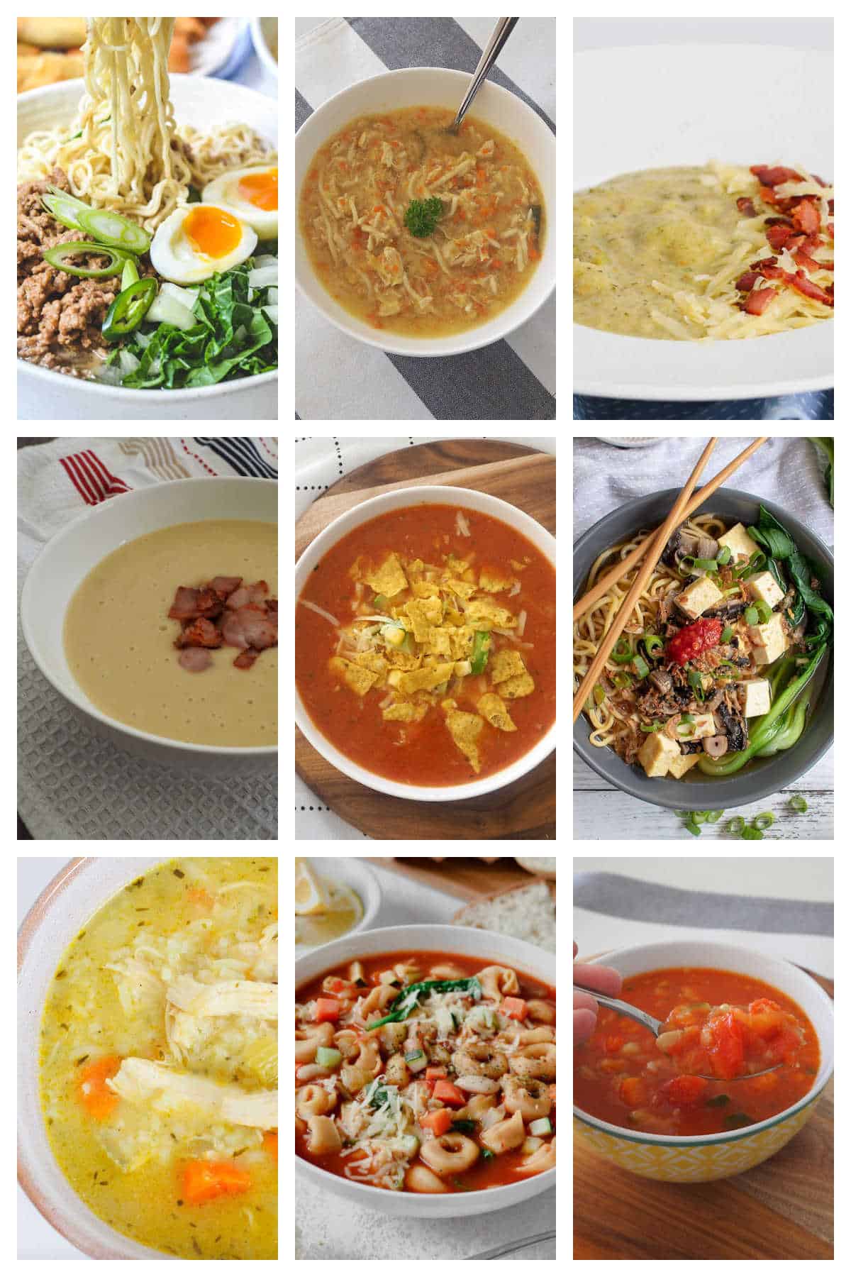 collage of soup recipes.