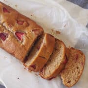 Overhead view of Banana and Strawberry Bread.