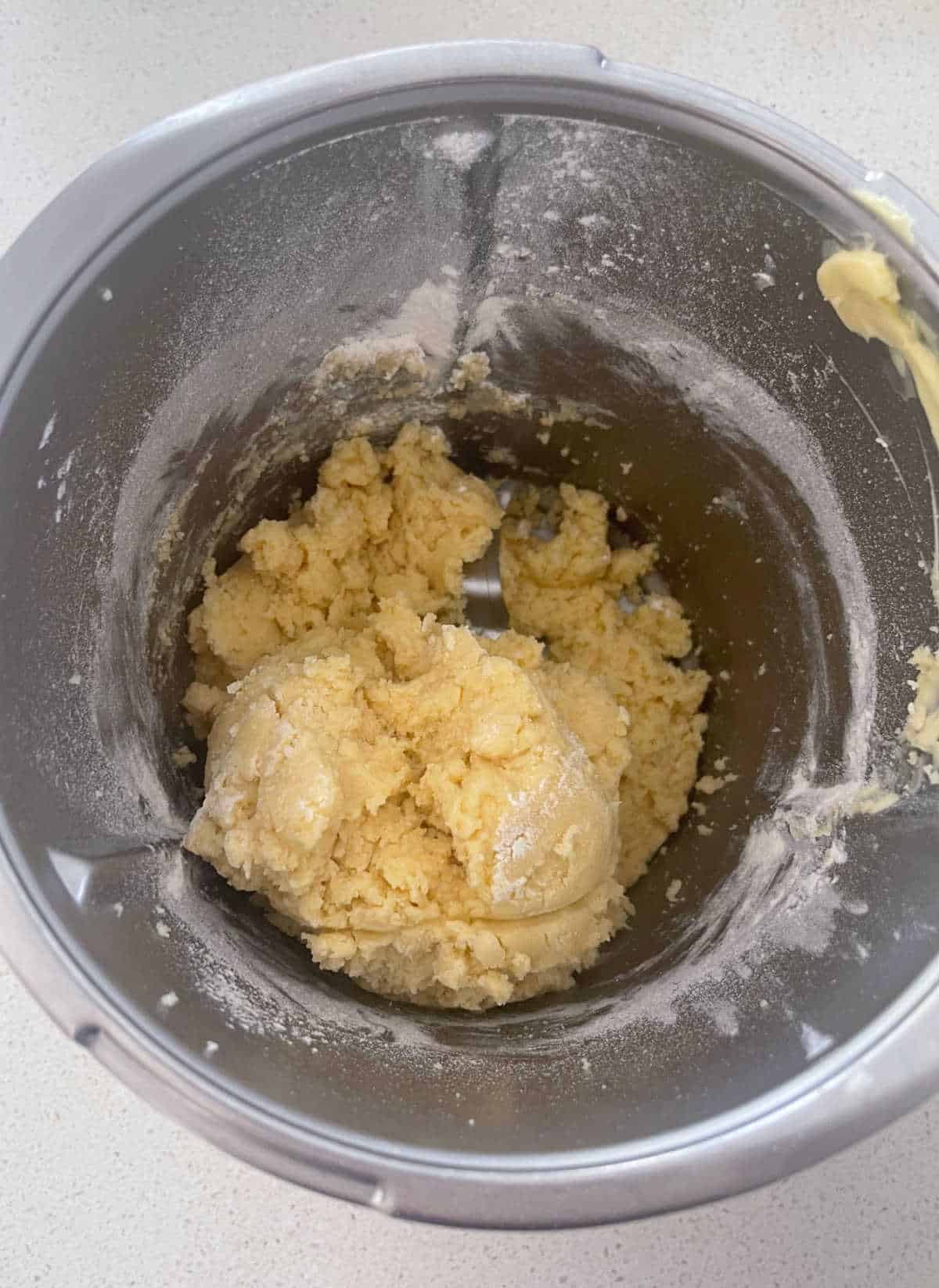 Vanilla Christmas Cookie dough in a thermomix bowl.