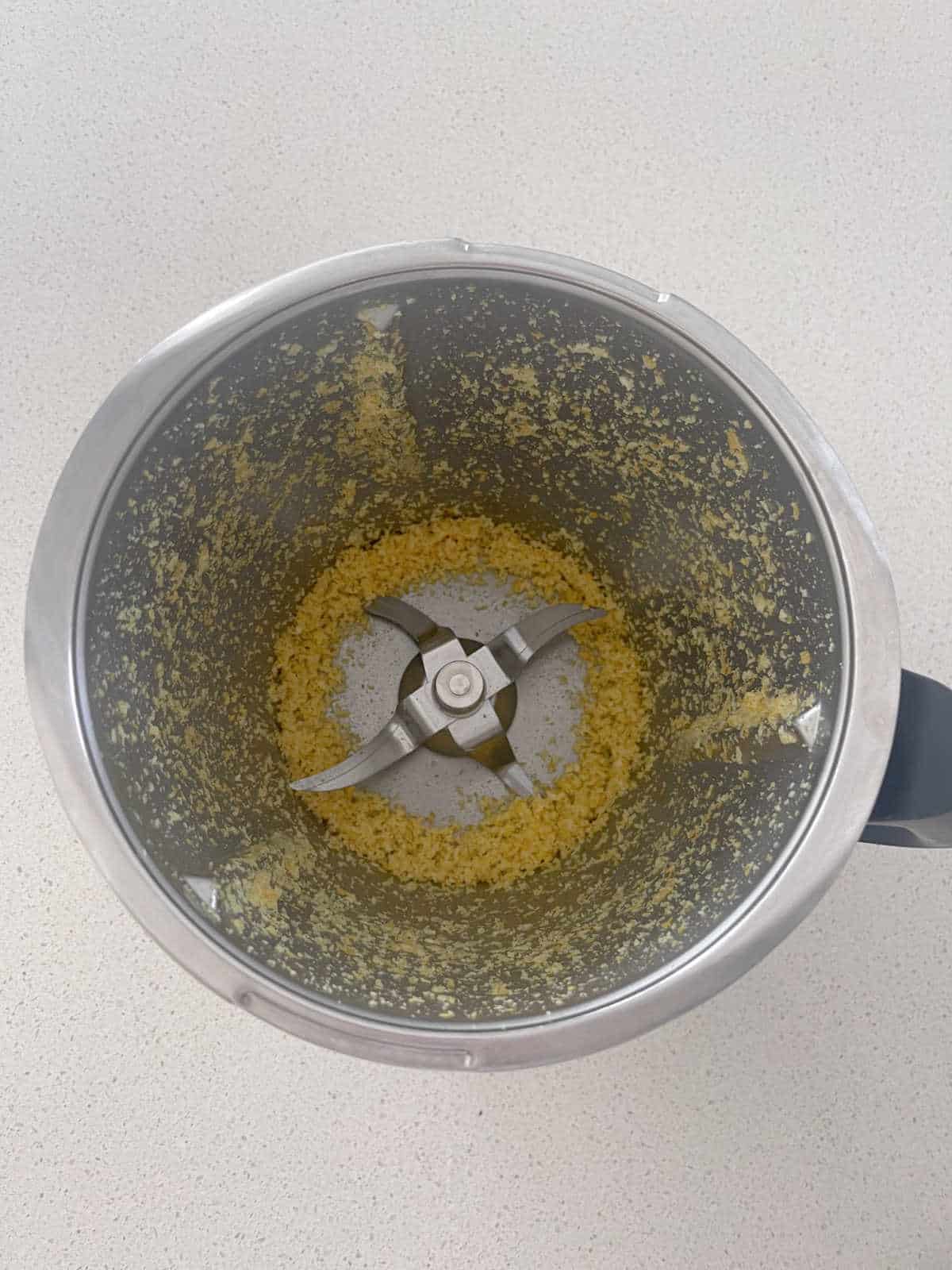 Lemon Zest in a Thermomix bowl.