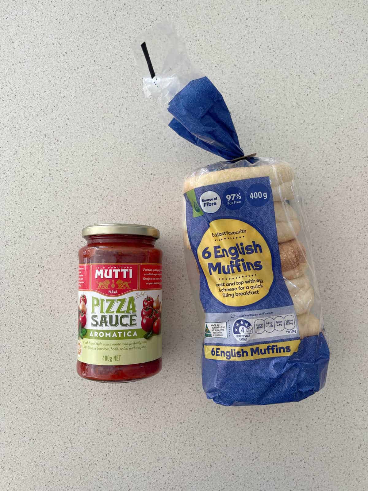 ingredients to make pizza muffins.