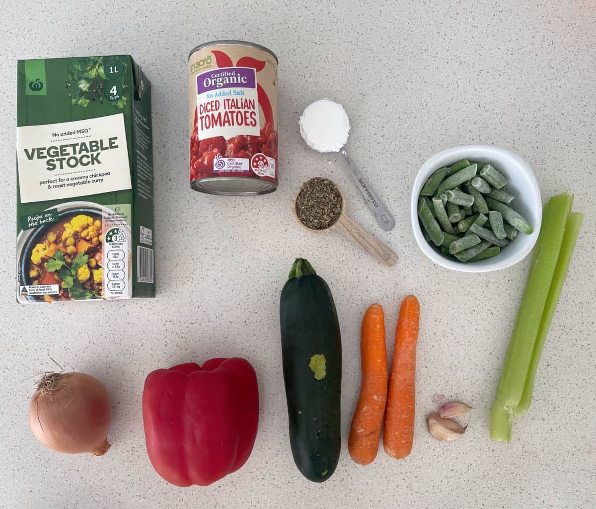 Vegetable Soup ingredients.